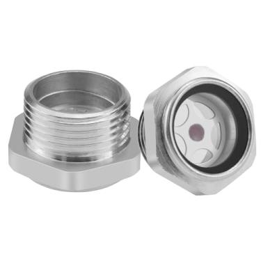 Imagem de SDTC Tech Vidro de visão de óleo NPT de 3/10.2 cm, rosca macho liga de alumínio medidor de nível de líquido peças de compressor de ar para compressor de ar tanque de caixa de engrenagens (2 peças)