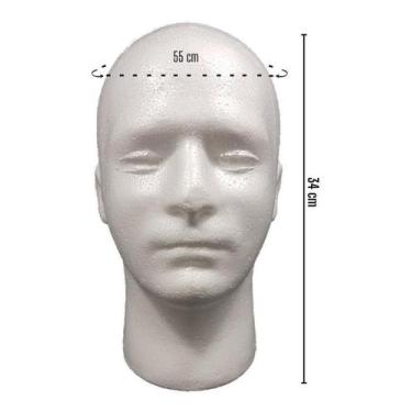 Imagem de Cabeça De Manequim Masculino Isopor Cherey - Peruca, Chapéu