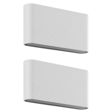 Imagem de Kit 2x Arandela Externa Slim Pastilha Alumínio Branca Facho Duplo LED 3000K 12W IP45 Bivolt