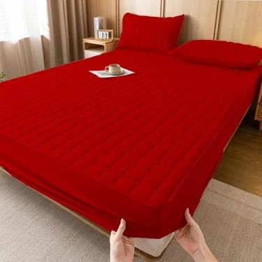 Imagem de Protetor Para Colchão Impermeável Matelado Queen Algodão Lenhçol Proteção Confortável(vermelho,QUEEN)