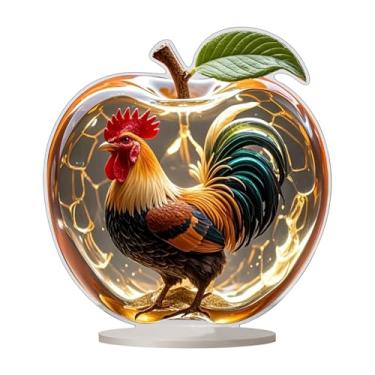 Imagem de XLWLLNJ Decoração de maçãs acrílicas 2D com arte de base, peça central moderna e simples, ornamento de mesa plano para sala de estar