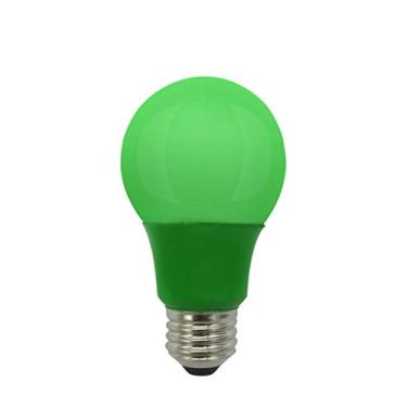 Imagem de Lâmpada colorida LED A19, 5W, (equivalente a 40W), base média E26, 120V, lista UL, verde (1 pacote)