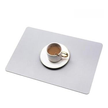 Imagem de Conjunto de 6 jogo americano retangular estilo nórdico para tapete de comida ocidental, mesa de cozinha interna/externa (tamanho: 30 x 45 cm (11,8 x 17,7 polegadas), cor: cinza claro-)