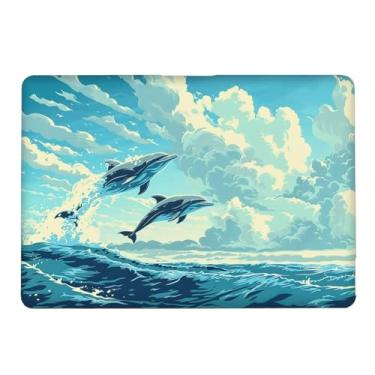 Imagem de Yicomon Compatível com MacBook Air 15 polegadas 2023 M2 2025 chip M4 modelo A2941 A3241, capa rígida de plástico para Mac Air 15 com Touch ID (2023) - Golfinhos oceano céu azul