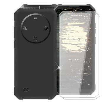 Imagem de AQGGIIXY Capa para Fossibot F105 (6,7 polegadas), com 2 peças, protetor de tela de vidro temperado, fina e antiarranhões para Fossibot F105, capa de silicone líquido à prova de choque para Fossibot