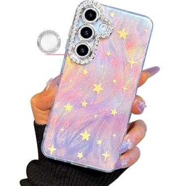 Imagem de I-MGAE-IN-AR Capa compacta para Samsung Galaxy S25 Plus e S24+ Design Star, moldura de proteção de lente de câmera de diamante, capa protetora de TPU macio e fino à prova de choque para mulheres com