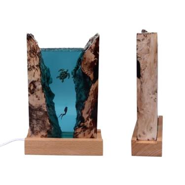 Imagem de WALFRONT Mergulho Harz Night Light Ocean Lamp for Ocean Lovers, USB Cable Button Switch LED Decoração de Arte para Quarto da Sala de Estar do Escritório