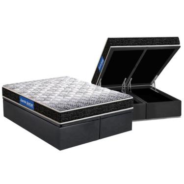 Imagem de Cama Box Baú King: Colchão Espuma Probel D23 Guarda Costas Super Resistente + Base Gray(193X203)