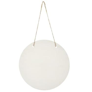 Imagem de SOFPLATE Cabides de porta de sublimação redondos sinais em branco inacabados com corda 19 cm placa de MDF de círculo plano ornamentos decorativos para pendurar artesanato para máquina de prensa