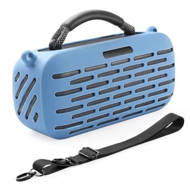 Imagem de SZZCNOX Capa de silicone para acessórios de alto-falante portátil Bose SOUNDLINK Max, capa protetora de viagem com alça de ombro para Bose SoundLink Max Audio (azul)