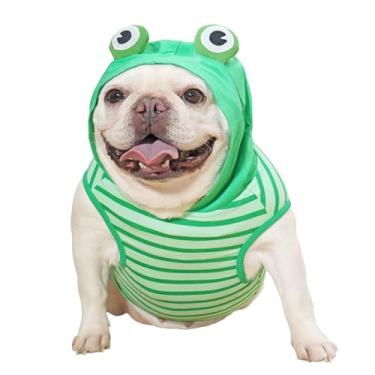 Imagem de CHEERTAILS Fantasias de Halloween para cães médios, roupas de buldogue francês, fantasia de Halloween francês, camiseta regata de verão, moletom com capuz, roupa de festa de aniversário de Natal, sapo