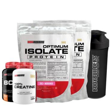 Imagem de Kit 2x Optimum Isolate Whey Protein 2kg + Creatina 100% 100g + BCAA 10
