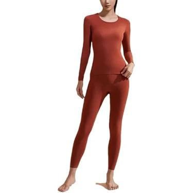 Imagem de Conjunto De Roupa Interior Térmica Feminina Cashmere Silk Inverno Feminino Engrossado Sem Costura Alta Elasticidade Em Torno Do Pescoço Roupa Interior Térmica, Women F, XXL