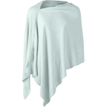 Imagem de Suéter De Cachecol De Malha Versátil Feminino Com Botões Verão Outono Xale Cardigan, Light Blue