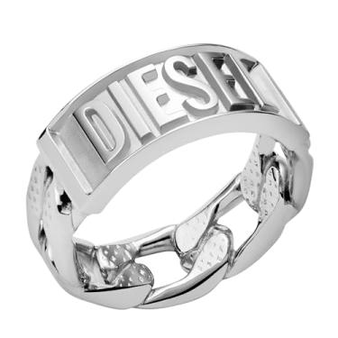 Imagem de Diesel Anel masculino prata com logotipo de aço inoxidável (modelo: DX1347040), Aço inoxidável, Sem pedra preciosa