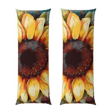 Imagem de Capa de travesseiro corporal com zíper oculto, fronha longa de microfibra macia e respirável para travesseiro de corpo, pintura colorida de girassol capas de travesseiro para cama de presente de