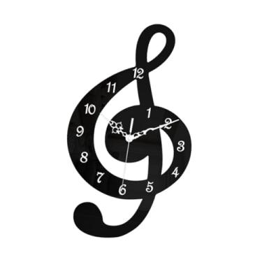 Imagem de Ｂｅｓｇａ Relógio de parede com notas musicais, sem -taque, decoração de parede, relógio pendurado com movimento silencioso para sala de estar, sala de, 35cmx20cm
