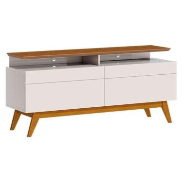 Imagem de Rack Bancada Classic 2 Gavetas Com Nicho Off White Freijó Touch - Imcal