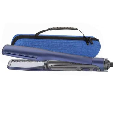 Imagem de Alisador de cabelo profissional com tecnologia de íons negativos, placas de 30 cm, 3 configurações de temperatura, desligamento automático, azul marinho