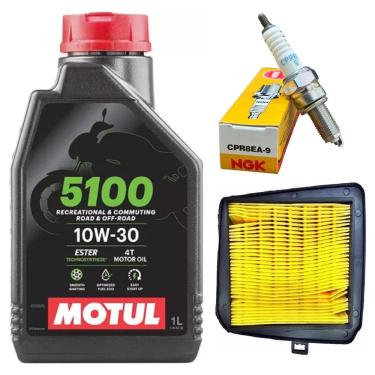 Imagem de Vela Ignição Cpr8ea-9 + Motul 5100 10W30 Semi Sintético + Filtro De Ar Titan 150 160 Bros 150 160