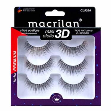 Imagem de Cílios Postiços Macrilan - Fios Naturais e Longos CL502A, 3 pares