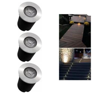 Imagem de 3 Embutido Solo 1w Balizador Led Blindado Ip67 Inox Spot Chão Piso - M