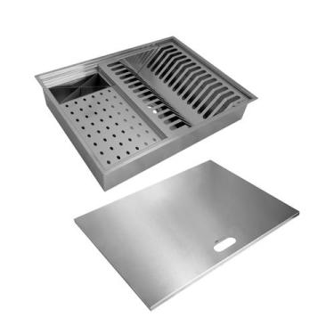 Imagem de Calha Canal organizador Úmido de Cozinha com Tampa Inox 304 com 3 módu