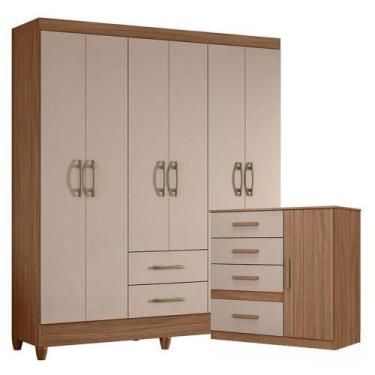 Imagem de Guarda Roupa Casal Panamá E Cômoda Venus Carvalho Fendi - Moval - MOVA