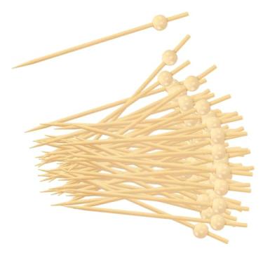 Imagem de Baoblaze 200 peças palitos de de bambu palitos de frutas espetos lanches festa lembrancinha palito de dente bola decorativa para churrasco