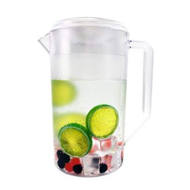 Imagem de Jarro de jarra de plástico com tampa para água quente/fria, chá de gelo e suco, Transparent, 2.3L