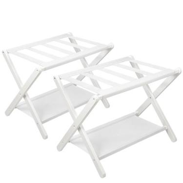 Imagem de Suporte de mala dobrável VASMIA Bamboo White x2