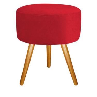 Imagem de Puff Puf Para Decoração Sala De Estar Redondo Suede Vermelho