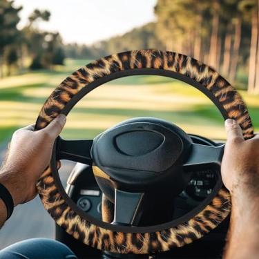 Imagem de GIFTPUZZ Capa para volante de carrinho de golfe - estampa de chita de poliéster premium, antiderrapante, ajuste universal, protetor de volante para carrinho de golfe, atualização rápida de estilo