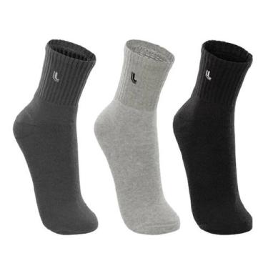 Imagem de Lupo Meia 3245 Kit 3 Pares Algadão Cano Médio, Preto, Cinza, Cinza esc