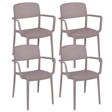 Imagem de Kit 4 Cadeiras Serena Tramontina em Polipropileno Camurça com Braços 92097210