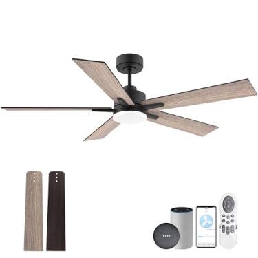 Imagem de Livory Ventilador de teto inteligente de 132 cm com controle remoto de luzes, motor CC ultra silencioso, controle via Alexa Google Voice App WiFi, ventiladores de teto modernos internos para quarto
