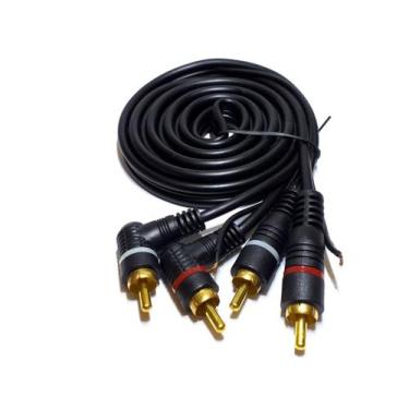 Imagem de Cabo Rca 2x2 Flexível Plug 90 1,5 M Com Fio Terra Preto - NTV SOM AUTO