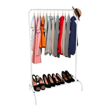 Imagem de Cabideiro Arara De Roupas Chão Com Sapateira Organizador Multiuso - Fe