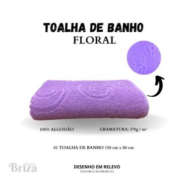 Imagem de Toalha de Banho Briza 100% Algodão Banhão (0,80 X 1,50m) Floral - Lilá