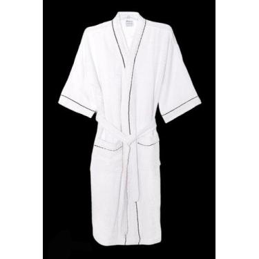 Imagem de Roupão de Banho Briza Atoalhado Adulto c/ Viés 100% Algodão Manga Curt