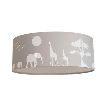 Imagem de Luminária Plafon Safari Savana Cúpula Tecido 40x15cm SKU 5842 - Tom Lu