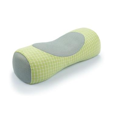 Imagem de EDMILE Travesseiro de pescoço de trigo sarraceno para dormir, travesseiro pequeno de rolo lombar de 12 cm x 40 cm para alívio da dor no pescoço, suporte para dor nas costas e almofadas xadrez