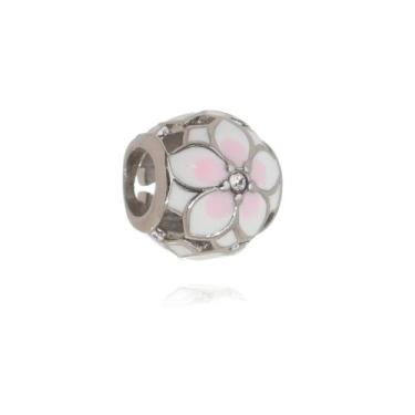 Imagem de Berloque inox resinado flor rosa e pedra - constelação joias
