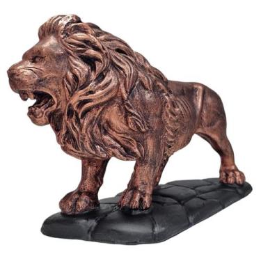 Imagem de Leão Andando Em Pé Base Estátua Decorativa Escultura Animal - M3 Decor