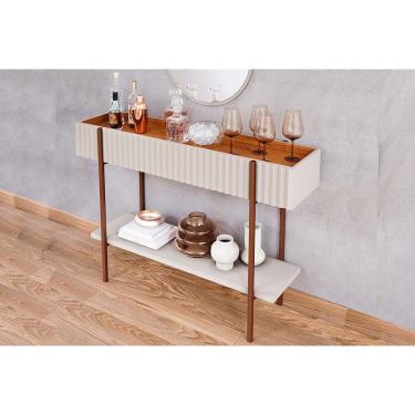 Imagem de Aparador de Sala Jantar Lira c/ 1 Prateleira Cinamomo/Off White - Cimol