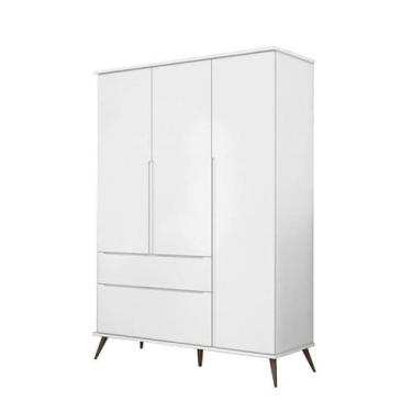 Imagem de Roupeiro Alice 3 Portas Infantil/ Juvenil Pés Palito 100% MDF Branco -