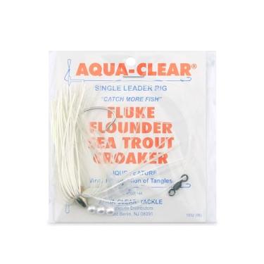 Imagem de Aqua-Clear, Teaser Flasher Rig, Single Leadr, Flndr/Fluke/Seatrout/Croaker, 4/0 Nckl WideGapHook, AFW Swvl, 40 lb/18.1 kg GS Mono, T-Standoff, White Kingbuster, Pearls