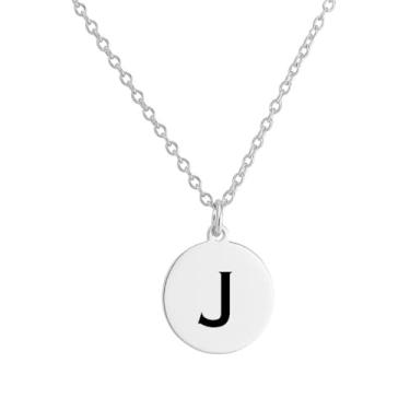 Imagem de Colar Personalizado Letra nome Minimalista em Aço Inoxidável, Pingente Redondo 15mm com Inicial, Corrente 50cm, Unissex (J)