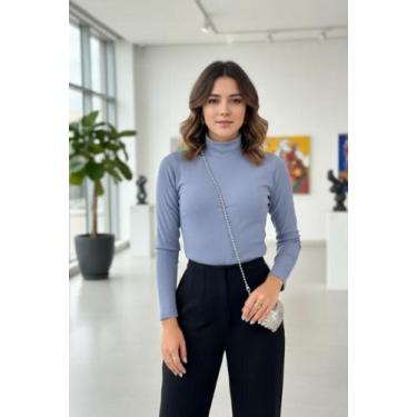 Imagem de Blusa Gola Alta e Manga Longa em Ribana Canelada Algodão - TG Camisete