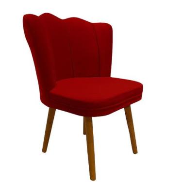 Imagem de Cadeira Decorativa Pétala Reta Veludo Premium Pés Retrô - Bela Móveis,